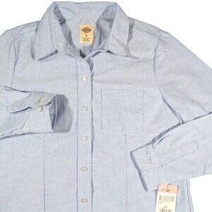 NEW Dickies Womens Large Button Down Long Sleeve Oxford Collared Shirt NWT